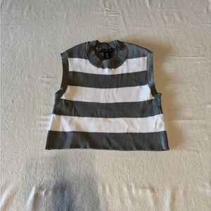 Sincerely Jules Size Large Striped Sleeveless Top - Gray and White